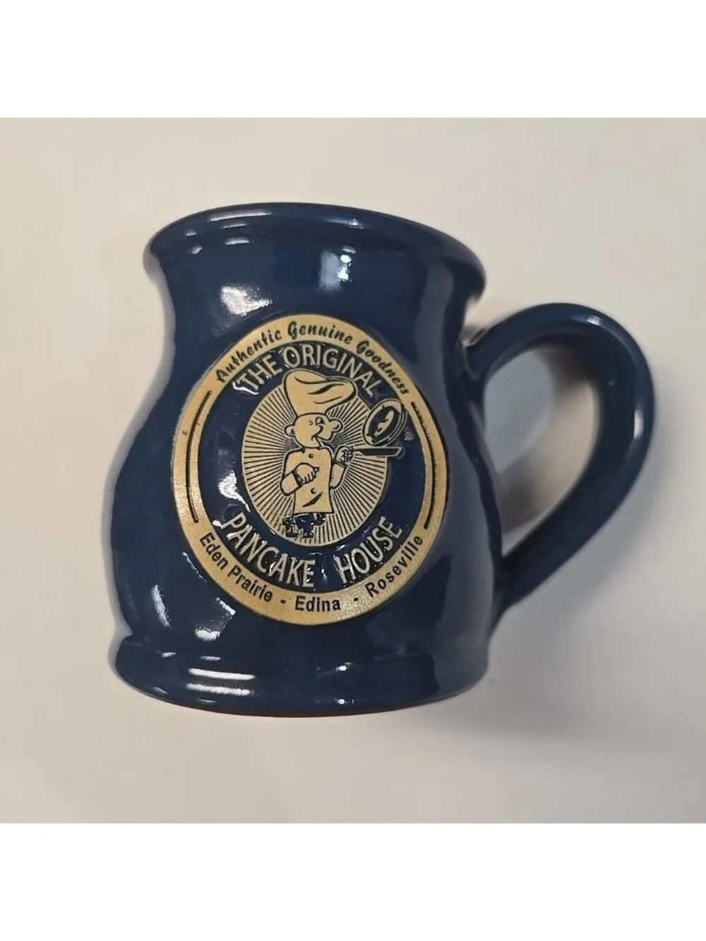The Original Pancake House 2014 Deneen Pottery Blue Minnesota Pot Belly Mug